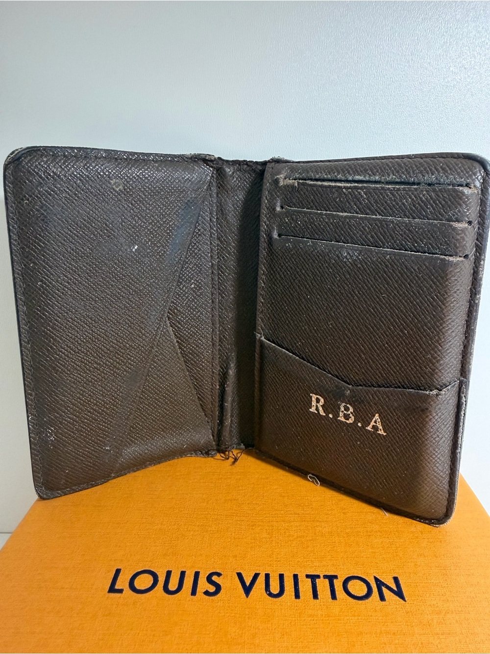 Louis Vuitton Brown Leather Bifold Card Holder with R.B.A Monogram